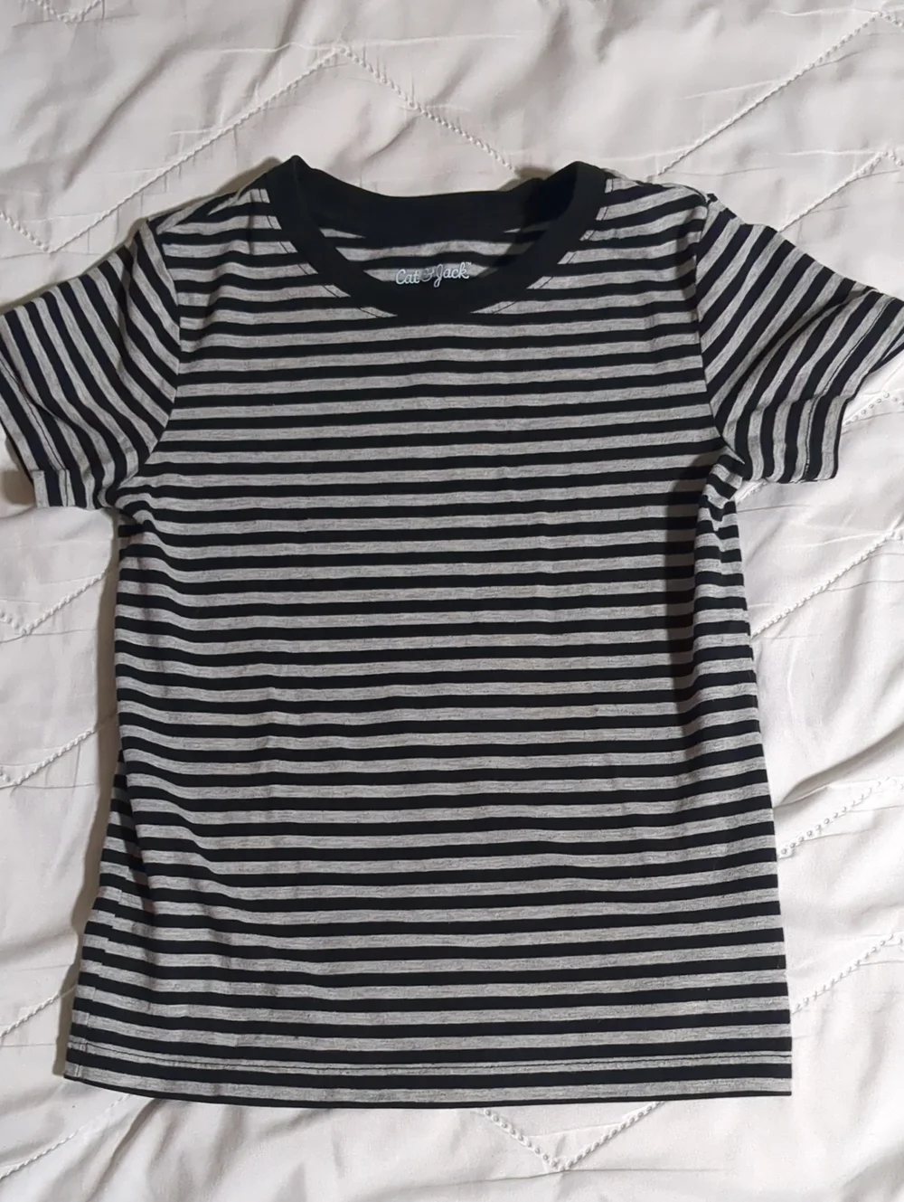 Cat&Jack Black & Gray Striped Short Sleeve Tee
